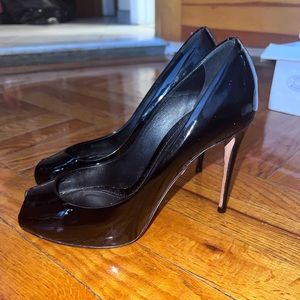 Dolce & Gabbana Patent Leather Peep Toe Pumps